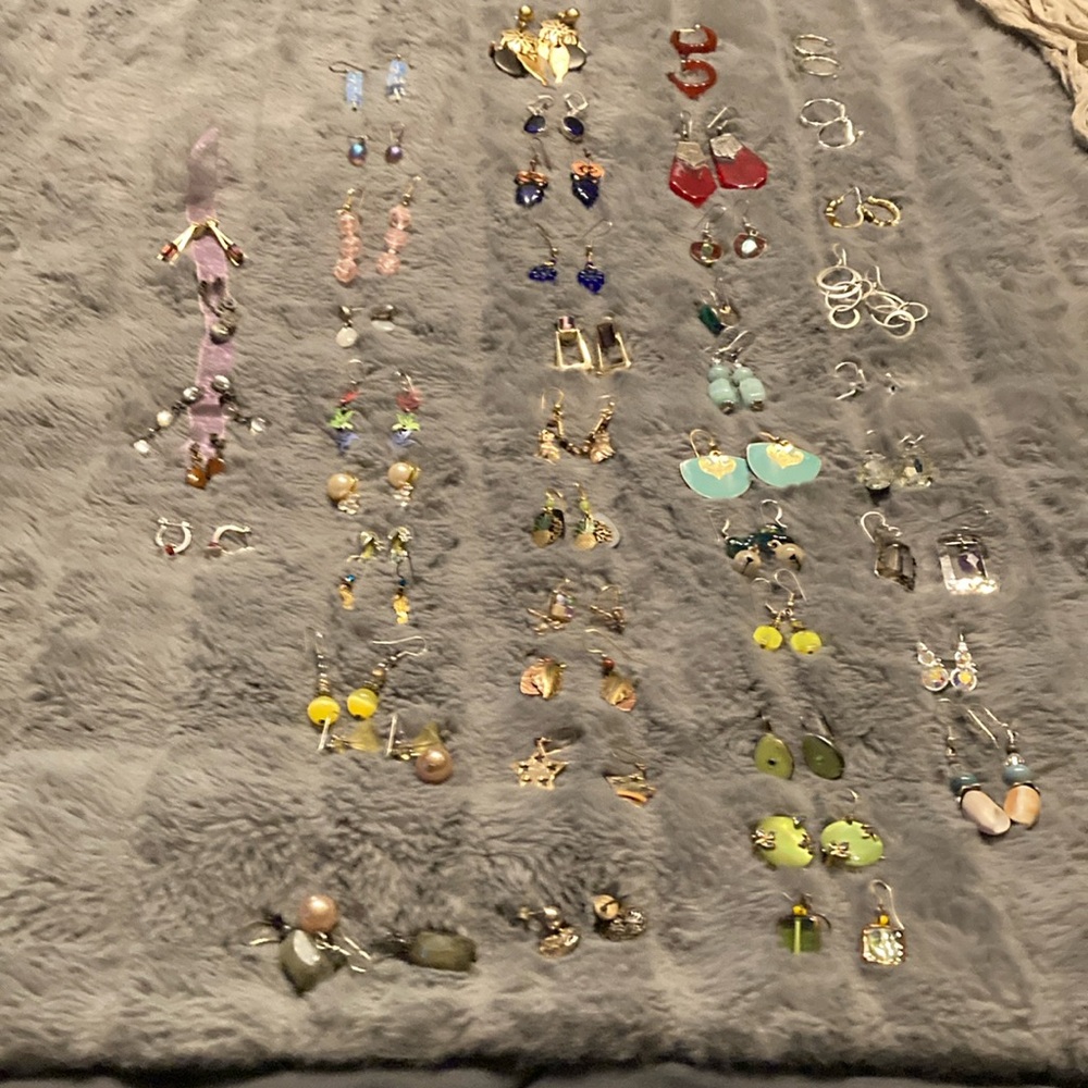 Miscellaneous earrings silver gold and miscellaneous stones beads